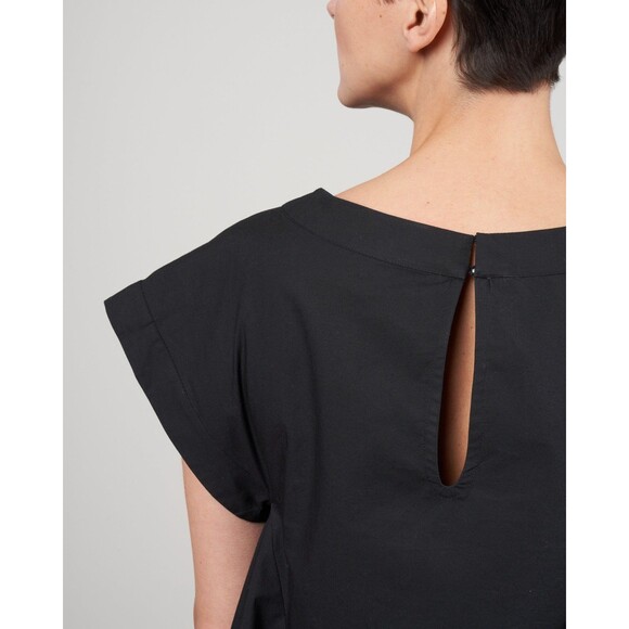 Merlette Naarden Mini Dress Poplin Swing Cotton Black Party Boat Neck S 282177 🐝 - Picture 4 of 9